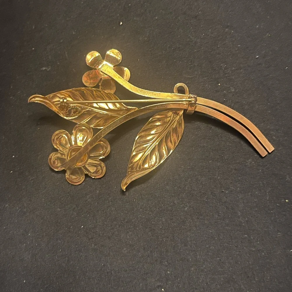 Vintage Floral Brooch Gold Plating over Sterling Silver Coro 1940s